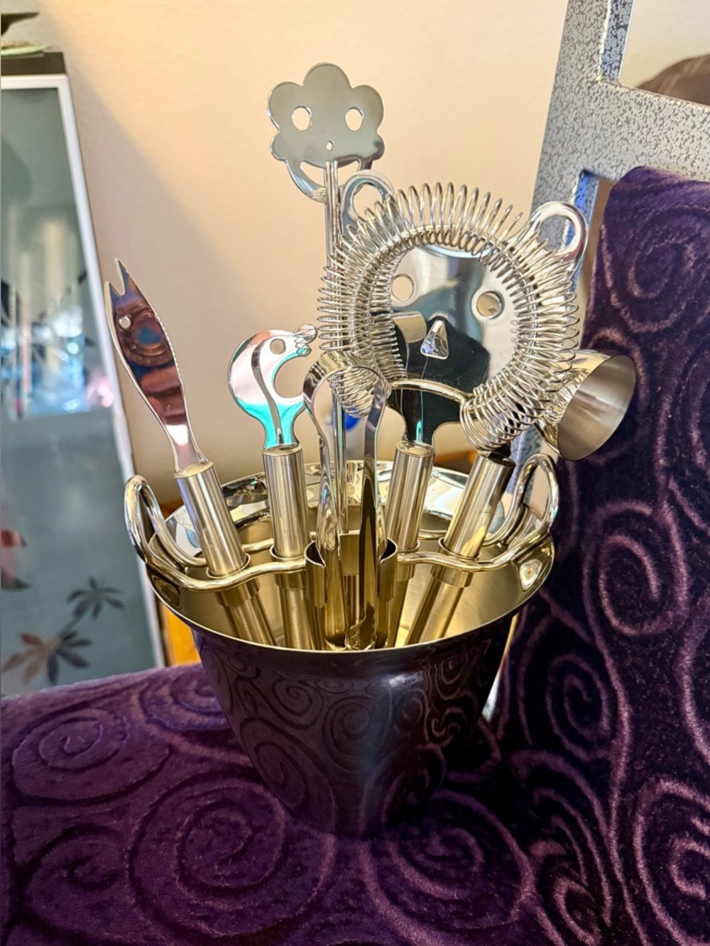 Unique “Faces” Crate&Barrel Barware Set with Cocktail Tools ~ Party Perfect!!👌🏻😎